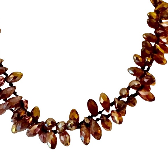 Burgundy Artist Inspired Faceted Glass Bead Long Strand Necklace - Picture 2 of 5